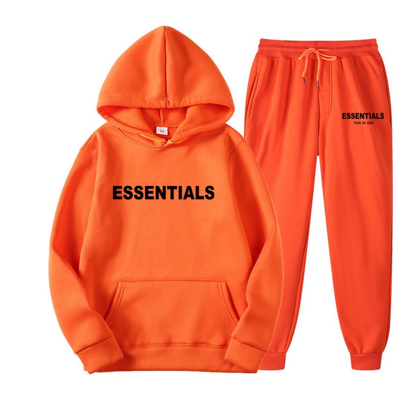 Men's Fleece-Lined Hooded Tracksuit Set Long Sleeve Casual Winter Sweatsuit