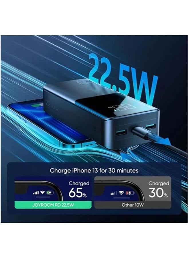 Joyroom JR-QP193 باور بانك شحن سريع مع 4 منافذ وشاشة LCD 22.5 وات - أسود بضمان وكيل - Image 2
