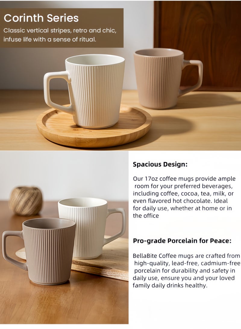The Latest Mug 17oz/500ML Porcelain Coffee Mugs Set of 2,Tumbler, Large Ceramic Mugs Set with Handles for Man and Wife, Dad, Mom, Friend, Modern Coffee Cups for Tea, Latte, Cappuccino, Cocoa, Dishwasher&Microwave Safe