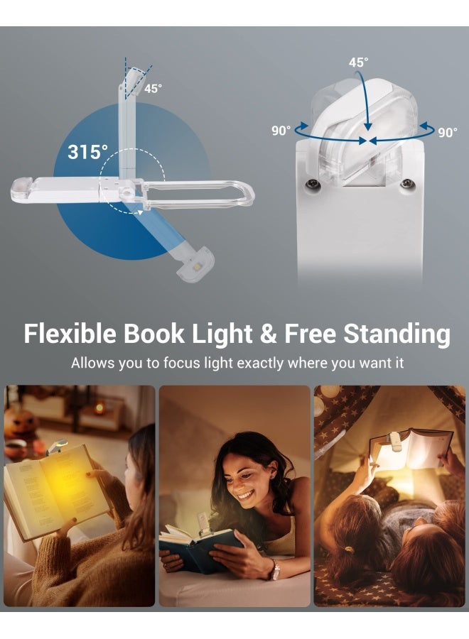 DEWENWILS USB Rechargeable Book Reading Light Warm White Brightness Adjustable for Eye-Protection LED Clip on Book Lights Portable Bookmark Light for Reading in Bed Car  - Image 4