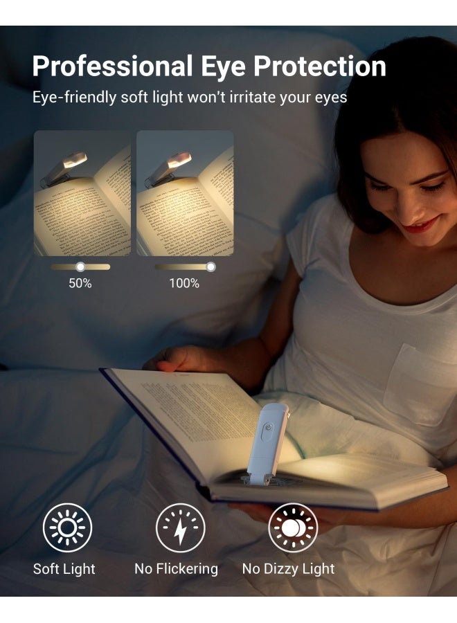 DEWENWILS USB Rechargeable Book Reading Light Warm White Brightness Adjustable for Eye-Protection LED Clip on Book Lights Portable Bookmark Light for Reading in Bed Car  - Image 2