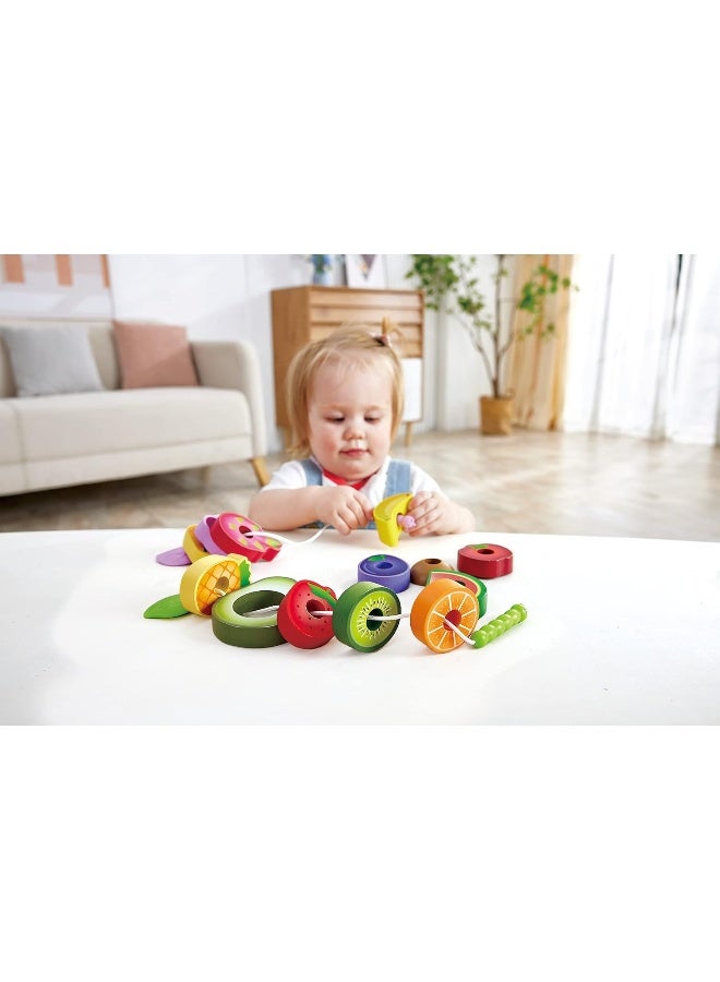 Hape Wooden Caterpillar Fruit Feast Set | 2 Caterpillars & 13 Fruit Pieces For Lacing & Threading String Set | Fine Motor Skills Development Toy For Toddlers 18M+ | Educational Play & Creativity  - Image 4