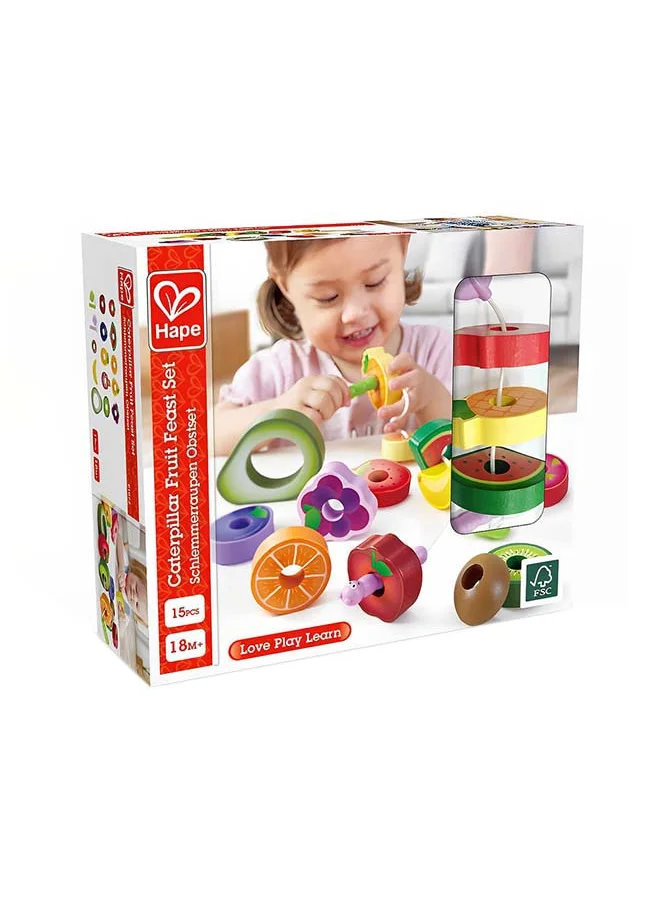 هيب Wooden Colorful Caterpillar Fruit Feast Playset
