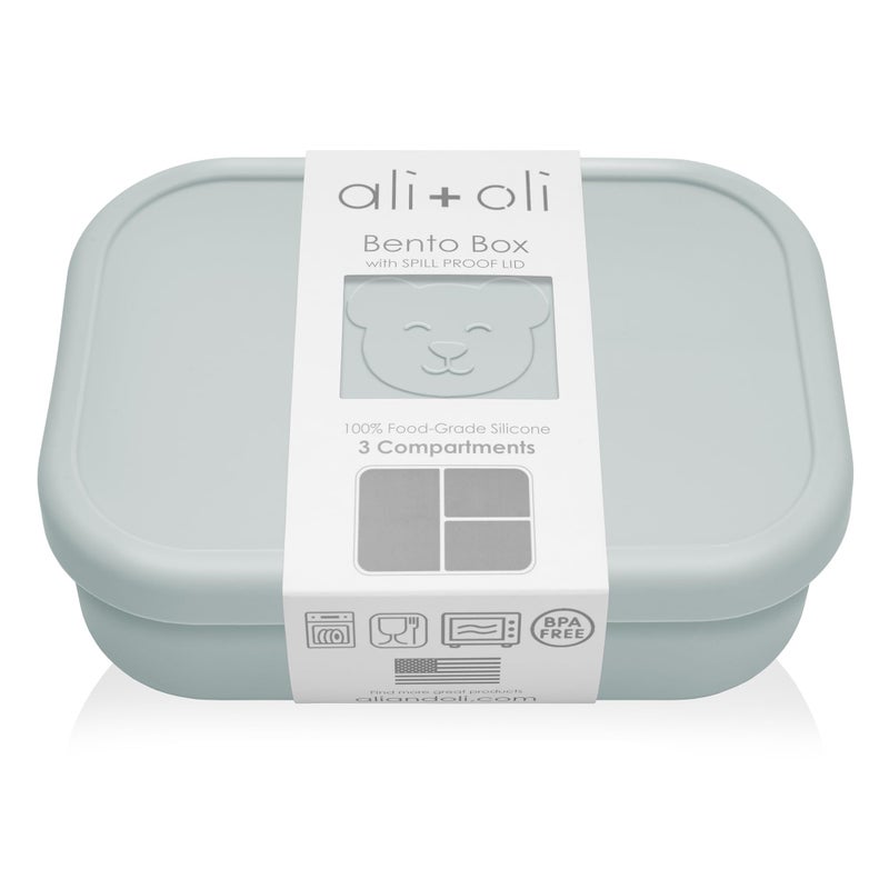 Ali+Oli Silicone Bento Box (Blue) Lunch Box for Kids, Toddlers, Preschoolers & Adults | BPA-Free and Spill-Proof | Ideal for School, and On-the-Go Meals| Perfect for Lunch, Snacks, and Meals - Image 1
