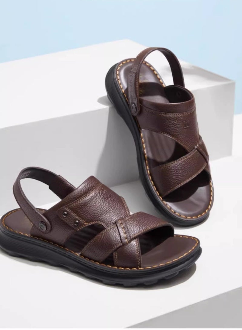 camel New Fashionable Leather Men's Business Slippers  - Image 1