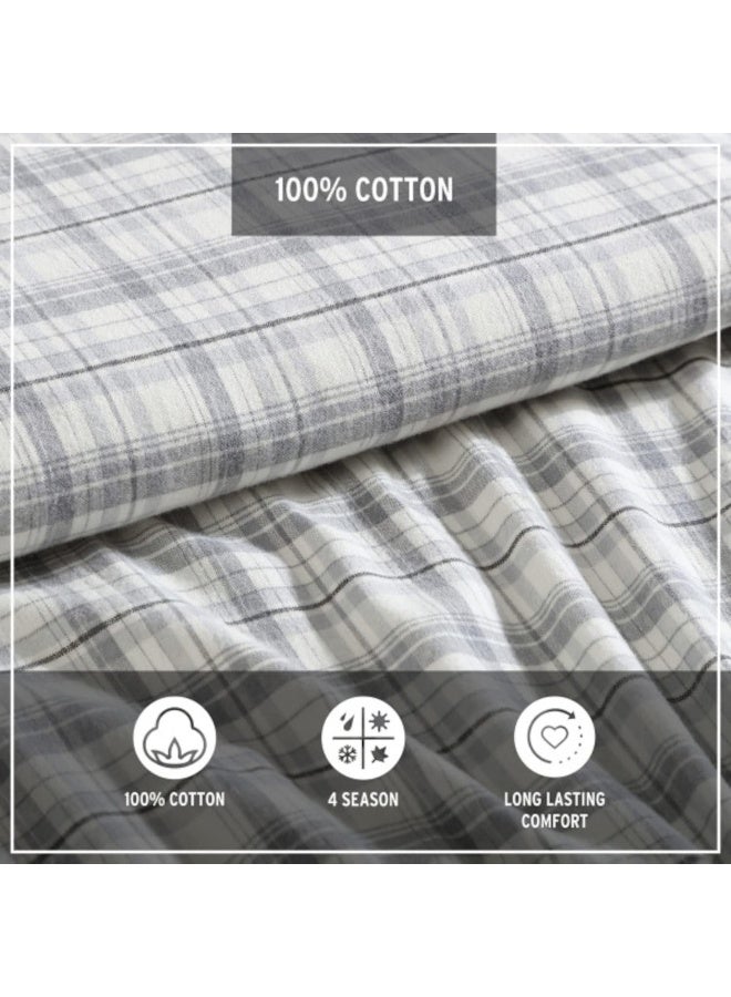Eddie Bauer - Flannel Sheets Queen Size, Anti-Pilling & Wrinkle Resistant Cotton, Touchably Soft for All-Season Comfort - Bed Sheets with Matching Pillowcases & Fitted Sheet (Beacon Hill Ivory) - Image 4
