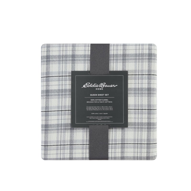 Eddie Bauer - Flannel Sheets Queen Size, Anti-Pilling & Wrinkle Resistant Cotton, Touchably Soft for All-Season Comfort - Bed Sheets with Matching Pillowcases & Fitted Sheet (Beacon Hill Ivory) - Image 3