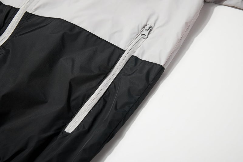 XiaoYouYu Men's Lightweight Windbreaker Jackets Outdoor Hooded Pocket Raincoat Jacket (Light Grey, Large) - Image 2