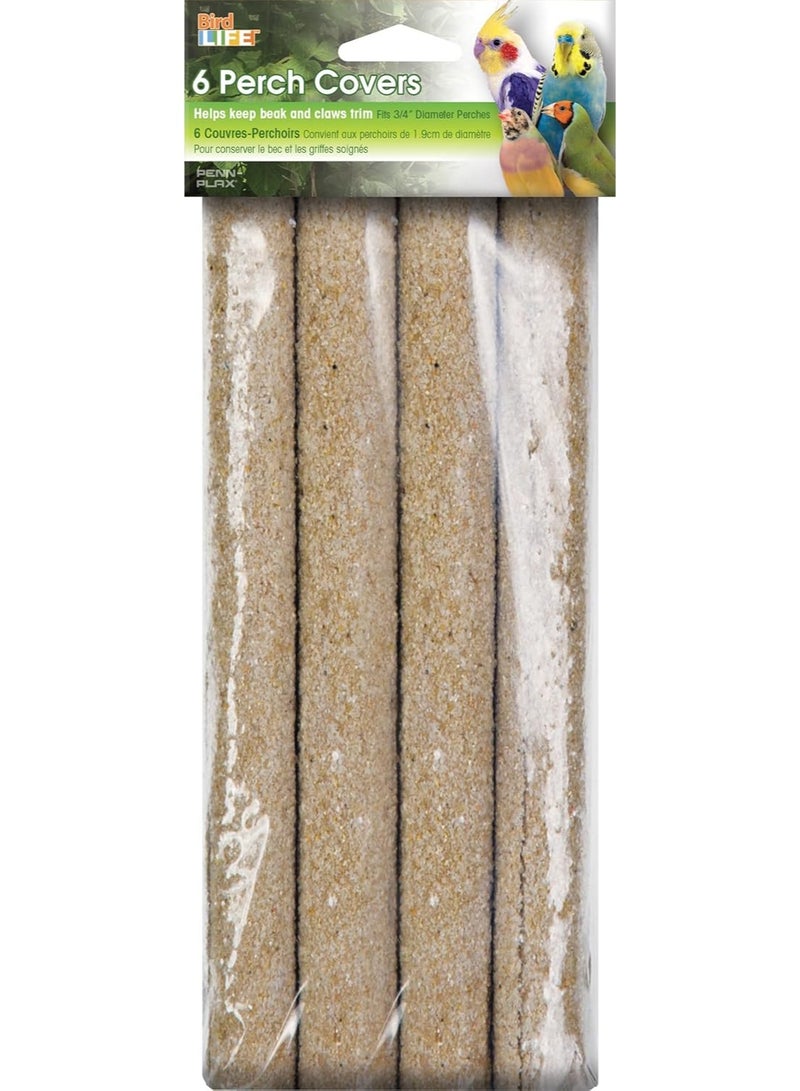 Penn Plax Penn-Plax Bird-Life Sand Perch Covers Large, 4 Pack - Seashell Texture with Calcium Feel Helps Maintain Nails & Beak -Easy Mounting Bird Perch Covers for Cockatiels & Medium Parrots - Natural, 9.5 in - Image 1
