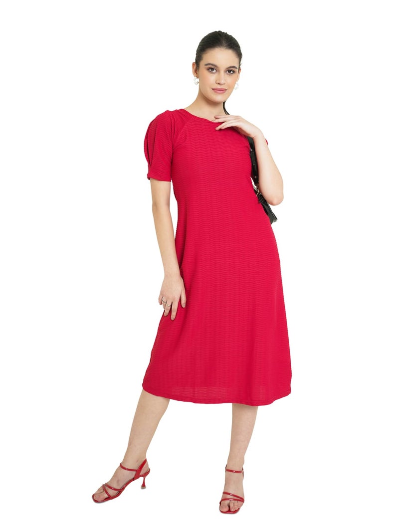 PURVAJA Women’s A-Line Below Knee Length Dress (Yuvi-011-013) (in, Alpha, L, Red) - Image 1