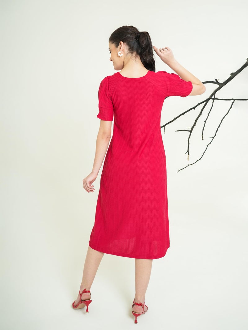 PURVAJA Women’s A-Line Below Knee Length Dress (Yuvi-011-013) (in, Alpha, L, Red) - Image 3