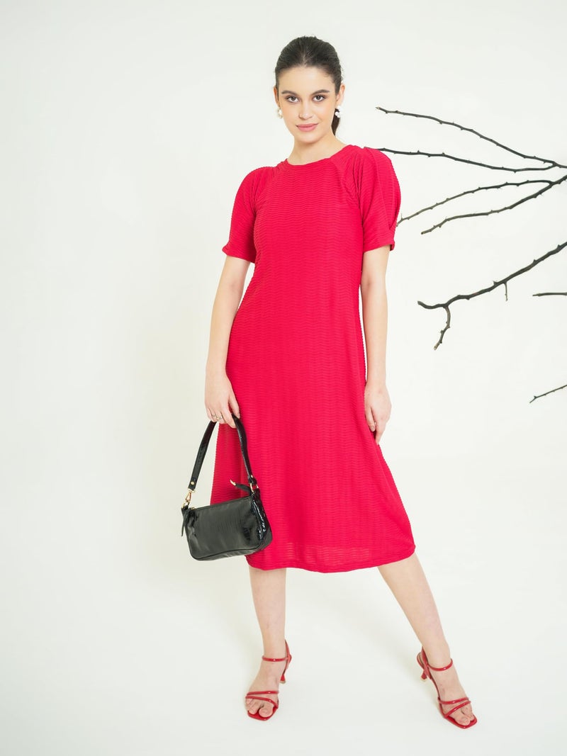 PURVAJA Women’s A-Line Below Knee Length Dress (Yuvi-011-013) (in, Alpha, L, Red) - Image 2