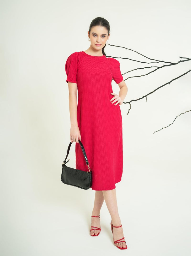 PURVAJA Women’s A-Line Below Knee Length Dress (Yuvi-011-013) (in, Alpha, L, Red) - Image 4