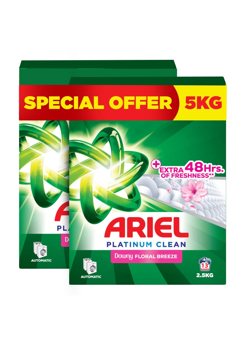 Ariel Fast Dissolving Laundry Detergent Powder With Floral Breeze Dual Pack 2 x 2.5kg - Image 1