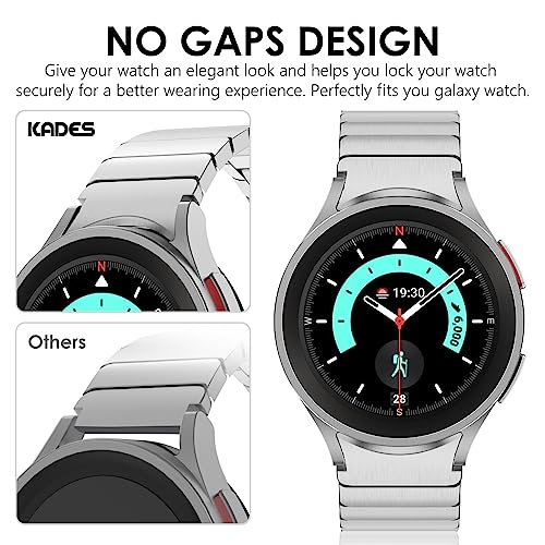 KADES Stainless Steel Band Compatible with Galaxy Watch 7654 40mm44mm 6 Classic 43mm47mm 5 Pro 45mm 4 Classic 42mm46mm No Gap Solid Stainless Steel Band Silver - Image 3