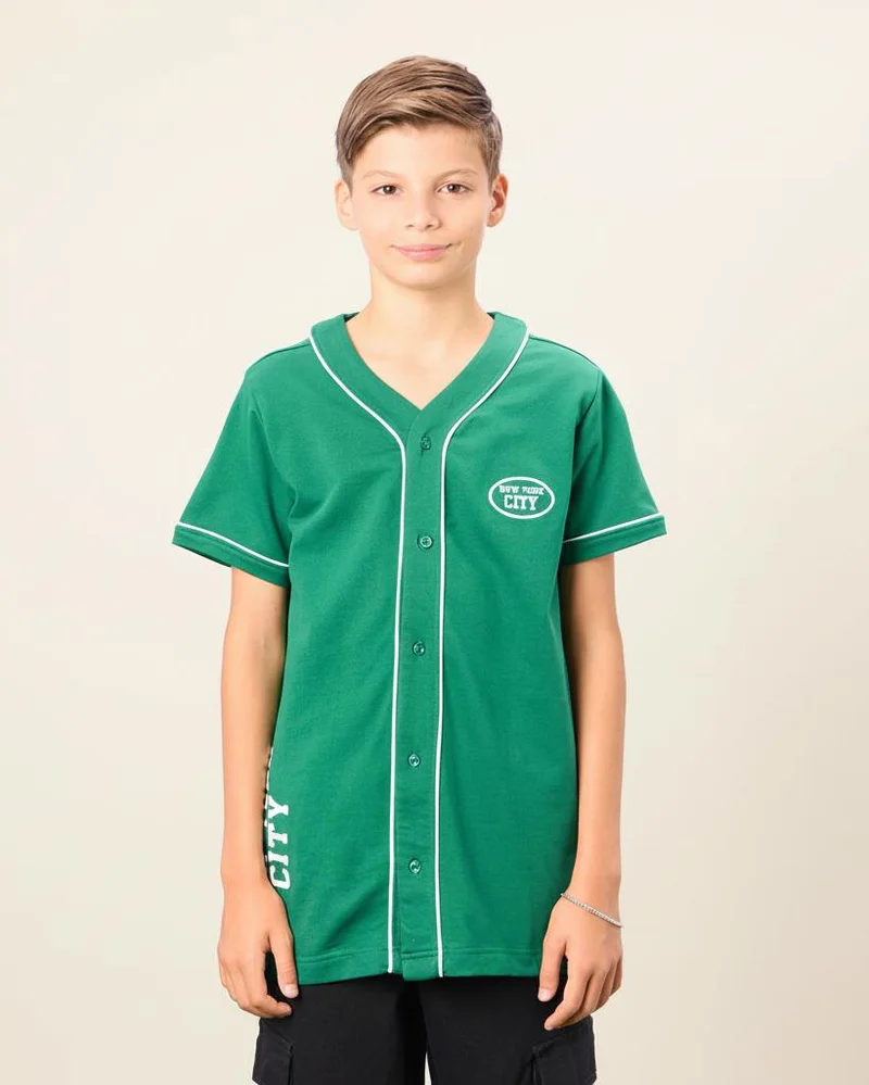 REDTAG Senior Boys Green Baseball Shirt