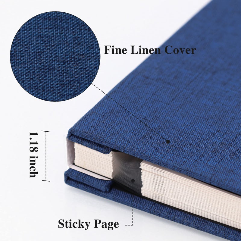 Vienrose Large Photo Album Self Adhesive for 4x6 8x10 Pictures Linen Scrapbook Album DIY 40 Blank Pages with A Metallic Pen - Image 3