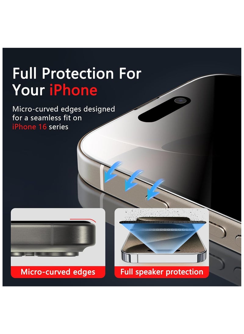 TWEGGON iPhone 16 Pro Privacy Screen Protector, Premium Tempered Glass Privacy Screen Protector for Apple iPhone 16 Pro 6.3"  - Image 2