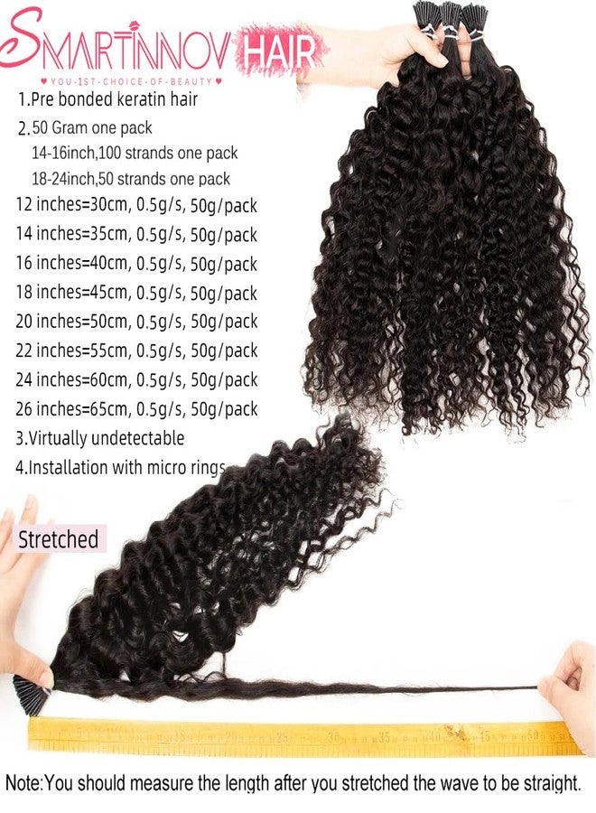Smartinnov Water Wave I Tip Hair Extensions Brazilian Human Hair for Women Remy Stick Tip Hair Extension 22 Inch 1g/stand 50g Pre Bonded Microlink I Tip Human Hair Extensions Curly Kenratin Hair Bundles - Image 5
