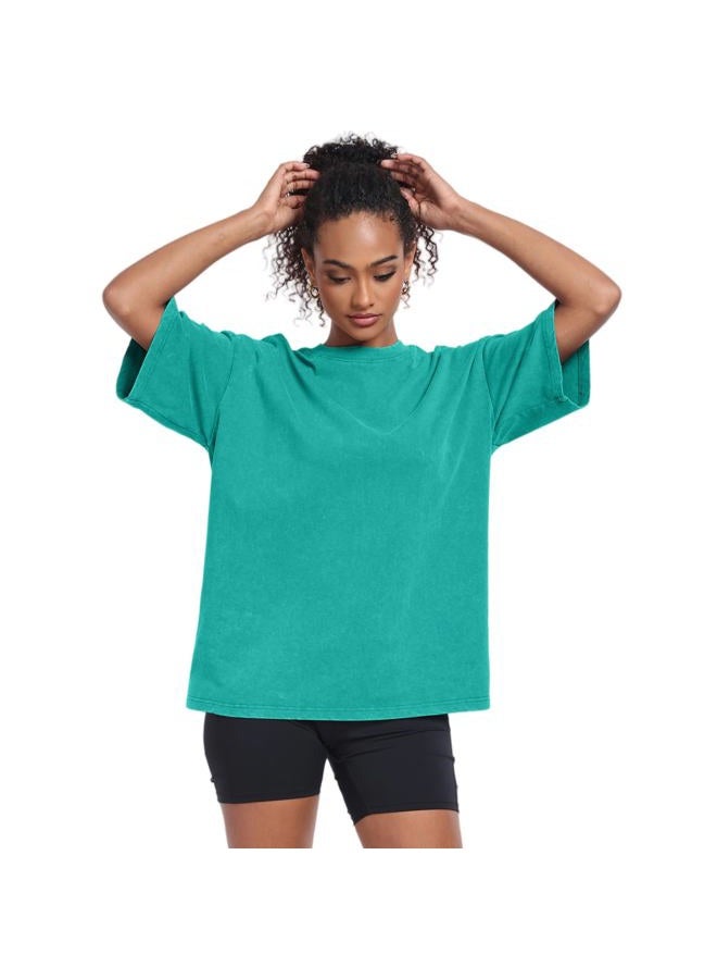 SnowElve Womens Washed Vintage Oversized T-Shirt Casual Baggy Streetwear Boyfriend Tee Workout Short Sleeve Cotton Tops, Blue+green+purple, XL - Image 3