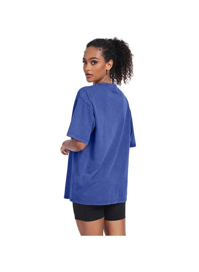 SnowElve Womens Washed Vintage Oversized T-Shirt Casual Baggy Streetwear Boyfriend Tee Workout Short Sleeve Cotton Tops, Blue+green+purple, XL - Image 4