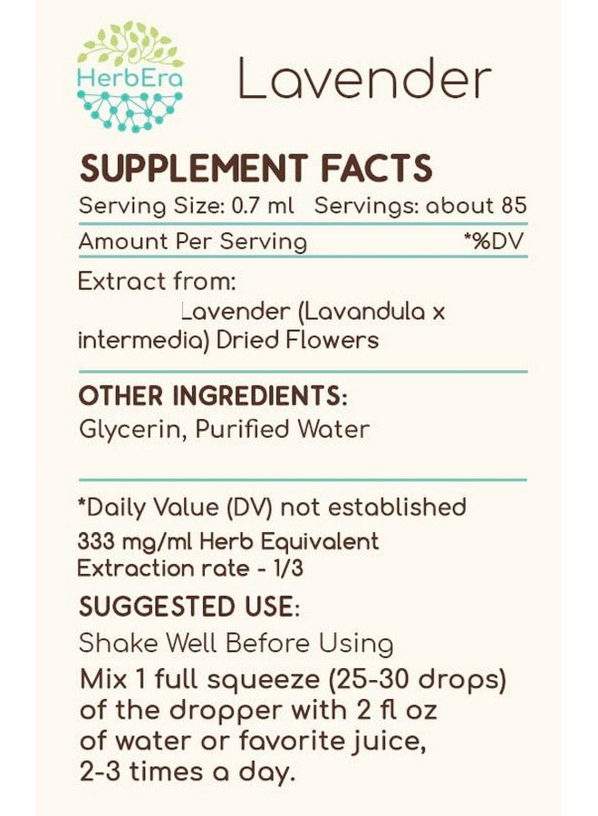 HerbEra Lavender B60 Alcoholfree Herbal Extract Tincture Concentrated Liquid Drops Natural Lavender (Lavandula X Intermedia) 2 Fl Oz - Image 2