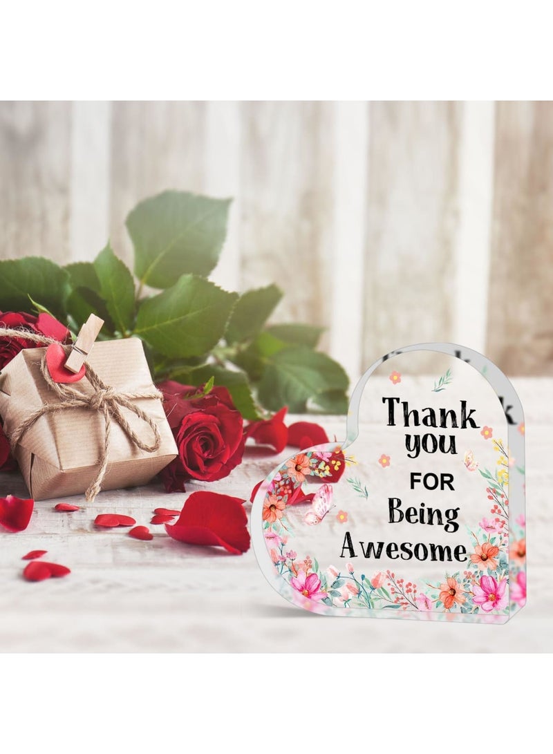 Luckam Acrylic Heart Appreciation Gift, Thank You Keepsake for Women and Coworkers, Inspirational Desk Decor for Boss Teacher Friends, Clear Heart Display for Office Home Celebration, Transparent - Image 3