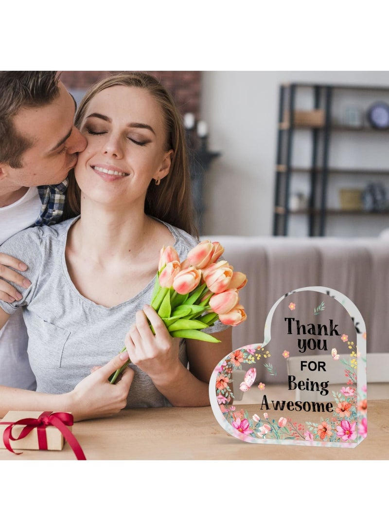 Luckam Acrylic Heart Appreciation Gift, Thank You Keepsake for Women and Coworkers, Inspirational Desk Decor for Boss Teacher Friends, Clear Heart Display for Office Home Celebration, Transparent - Image 2