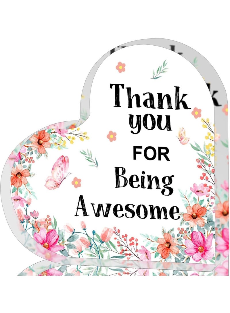 Luckam Acrylic Heart Appreciation Gift, Thank You Keepsake for Women and Coworkers, Inspirational Desk Decor for Boss Teacher Friends, Clear Heart Display for Office Home Celebration, Transparent - Image 1