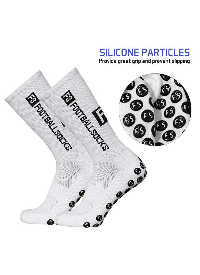 Generic 3 Pairs Anti Slip Soccer Socks and Calf Sleeves Set Outdoor Sport Running Stretch Socks Athletic Football Socks with Grips  - Image 4