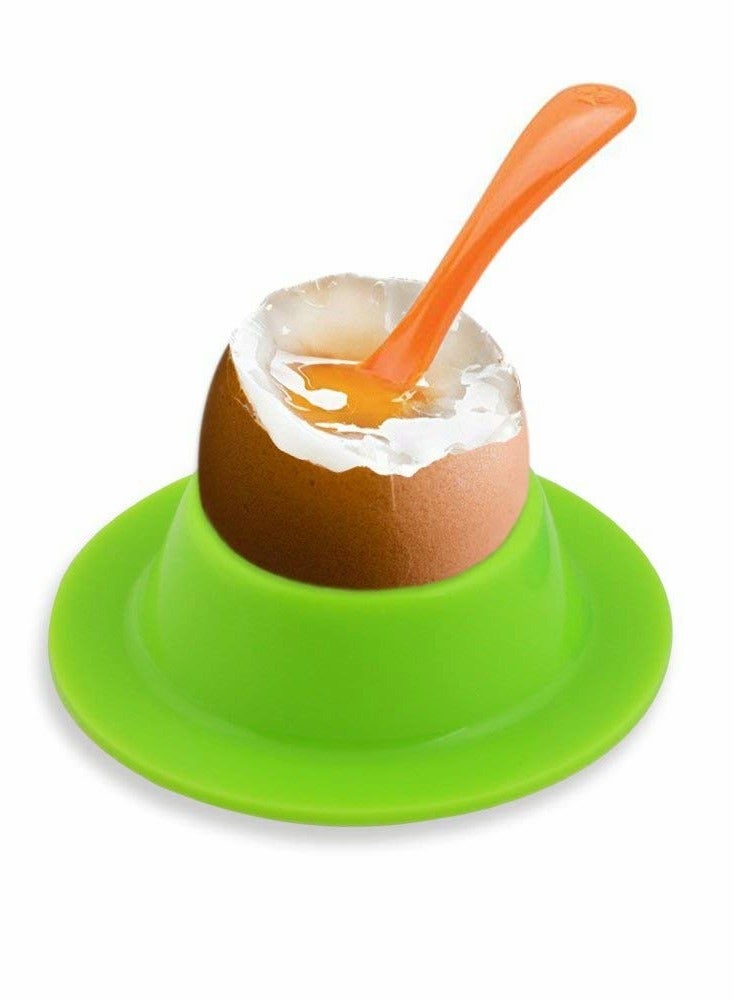 SYOSI Egg Cups, 4pcs Silicone Set Egg Cups Stand, Easy to Clean Plastic Egg Cups for Kitchen Boiled Eggs Breakfast - Image 2