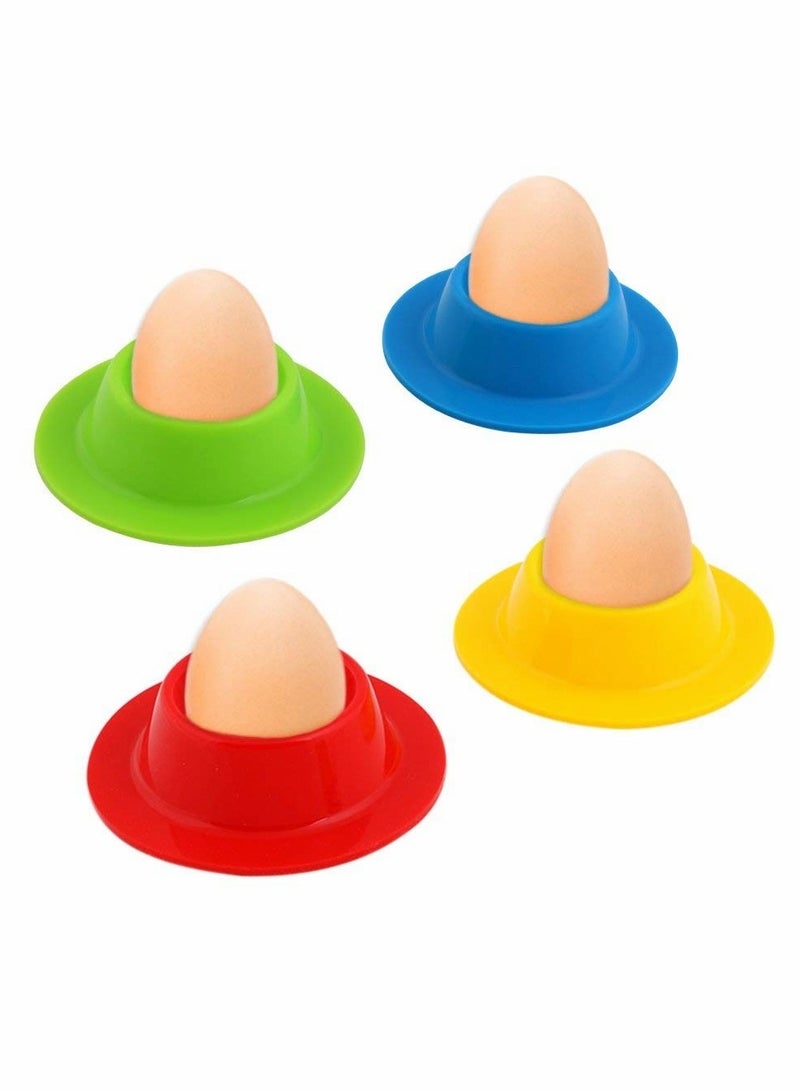 SYOSI Egg Cups, 4pcs Silicone Set Egg Cups Stand, Easy to Clean Plastic Egg Cups for Kitchen Boiled Eggs Breakfast - Image 1