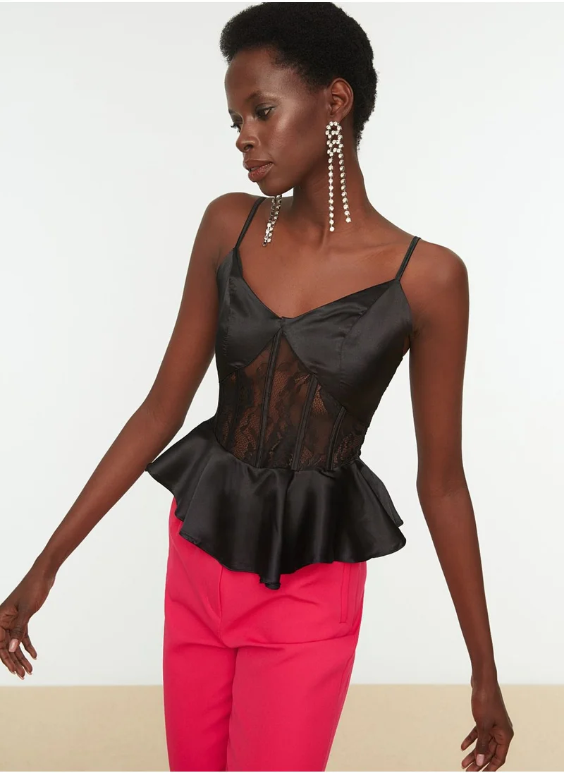 trendyol Lace Ruffle Detail Strappy Top
