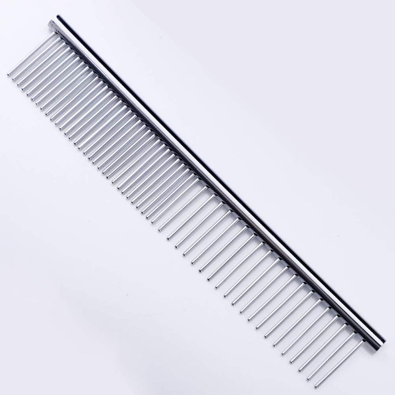 Grtdrm ZoCr Stainless Steel Pet Comb for Dogs Cats, Pet Grooming Comb with Different Spaced Rounded Teeth (Silvery) - Image 1
