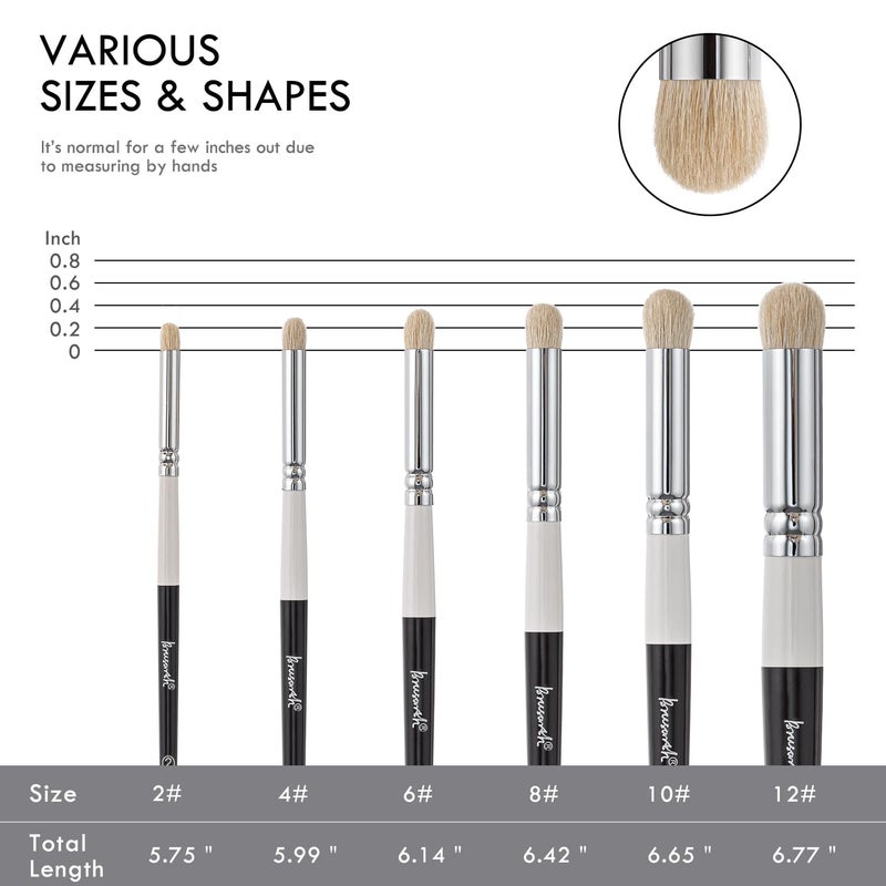 Brusarth Drybrush Set-Hobby التفاصيل فرشاة الطلاء مجموعة 6 أحجام فرش الطلاء الاكريليك شعر الماعز لسطح الطاولة وألعاب الحرب نموذج الرسم الزيتي بالألوان المائية المصغرة للمبتدئين والمحترفين - Image 2