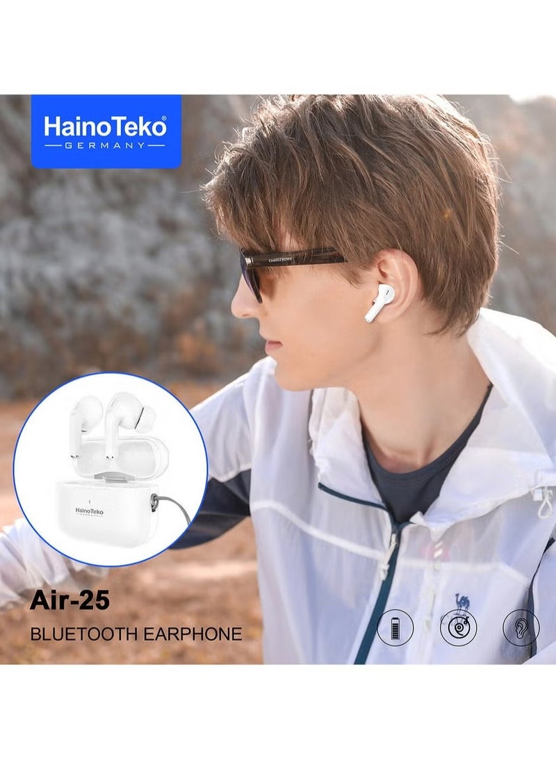 Haino Teko Air 25 True Wireless Bluetooth Earphones with Bass-Rich Sound and Super Clear Microphone – Compatible with iPhones and iPads – Premium Sound Quality for Music, Calls, and Entertainment - Image 2