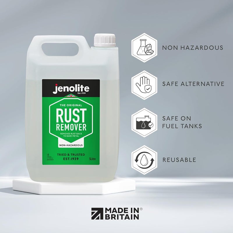 Easy lifting build Non-Hazardous Rust Remover | 5 Litres | Water Based | Rust Remover For Metal: Iron, Steel, Chrome & Aluminium | Ideal For Fuel Tanks | Environmentally Friendly, Non-Toxic Rust Remover Replaceable parts - Image 3