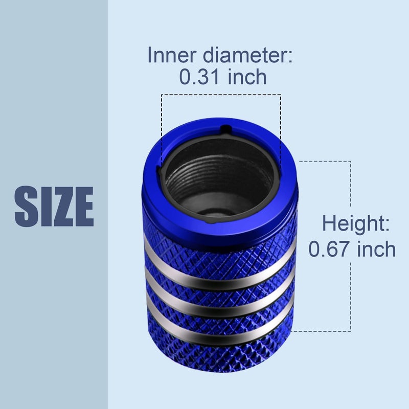 DECURCAR Tire Valve Stem Cap Cover - (5 Pack) Tire Air Cap Metal with Plastic Liner Corrosion Resistant Leak-Proof Rock and Roll for Car Truck Motorcycle Bike Blue - Image 3