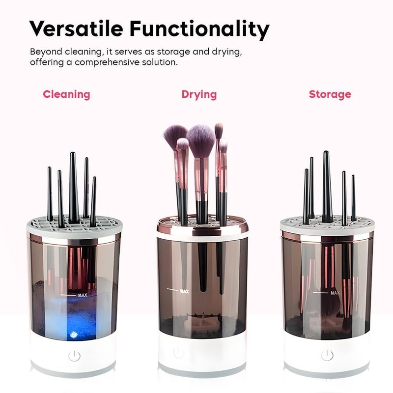 SEYROLIN Makeup Brush Cleaner USB Automatic Cleanser Upgraded AutoRotating Brush Cleanser for All Size Beauty Makeup Brushes Portable Easy to Use and Suitable for All Brush Sizes White - Image 2