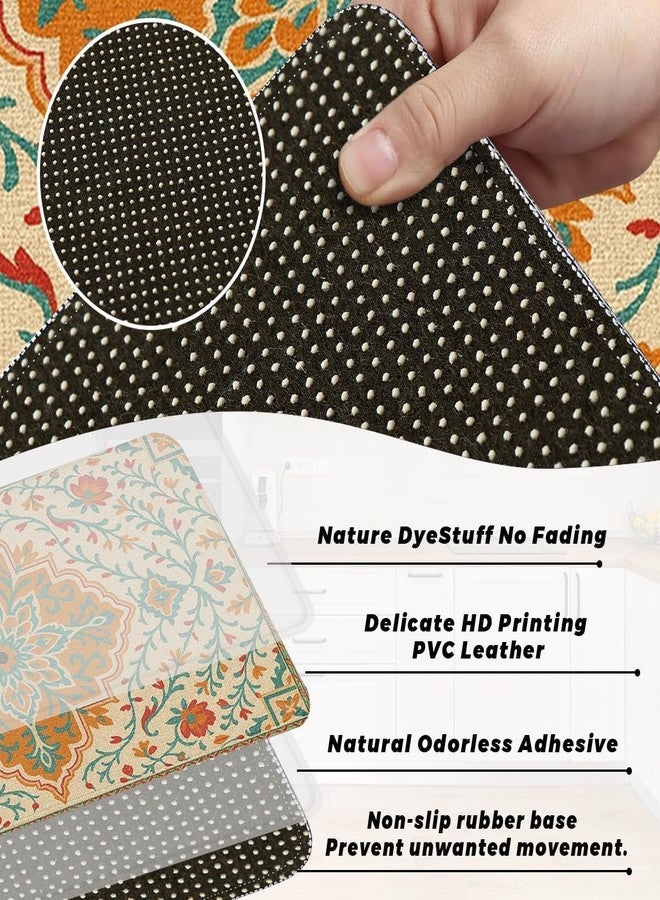 Thea Persian Kitchen Rugs and Mats Set of 2 Turkish Floor Mats Comfort Non-Slip Washable for Kitchen Farmhouse Home Decor Boho Doormat, 17" W x 29" L + 17" W x 47" L - Image 5