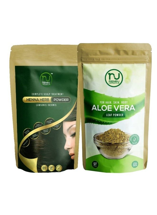RENEU HERBALS - Natural Henna & Aloe Vera Powder For Hair ; Organic Henna ; Mehndi Powder For Hair Growth & Shine ; Combo (Pack Of 2200 Gm) - Image 1