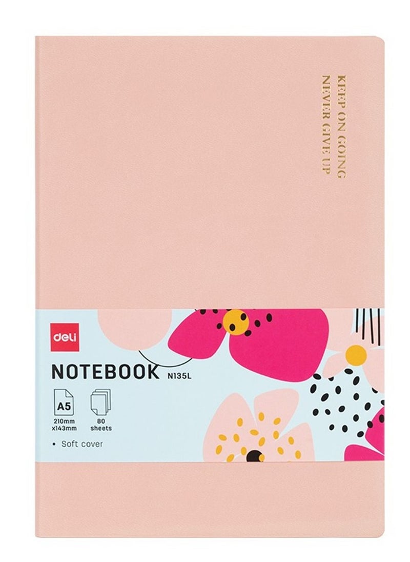 Deli - A5 Size Soft Cover Executive Notebook 80 Sheets Pink - Image 1