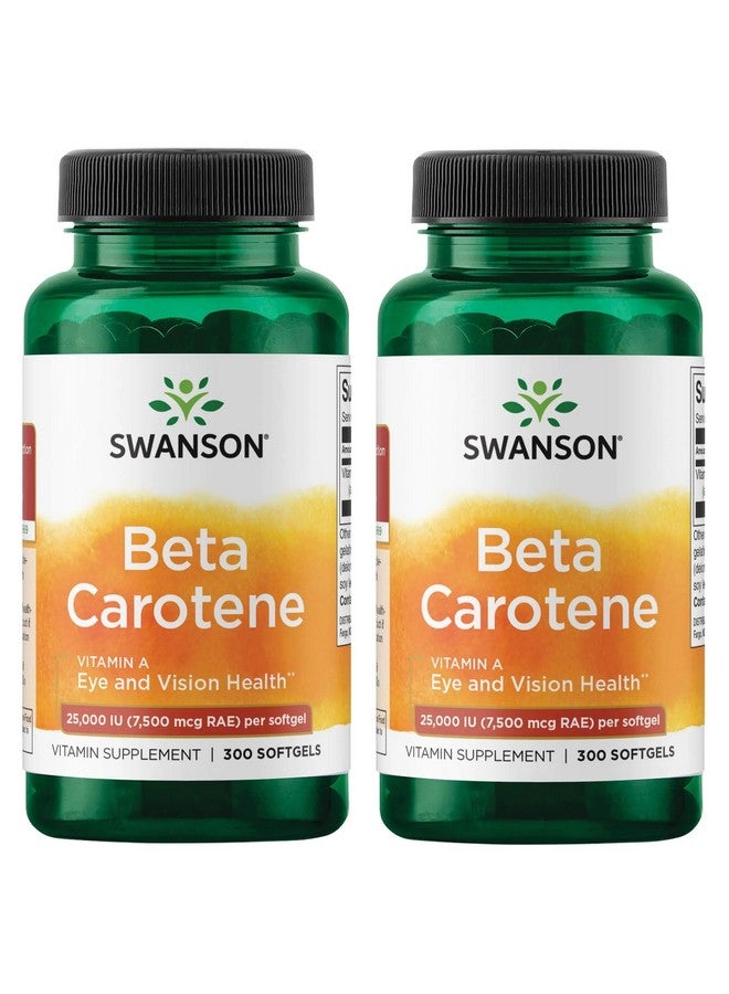 Swanson Beta-Carotene Vitamin A 25000 IU Skin Eye Immune System Health Antioxidant Support 7500 mcg 300 Softgels Count (2 Pack) - Image 1
