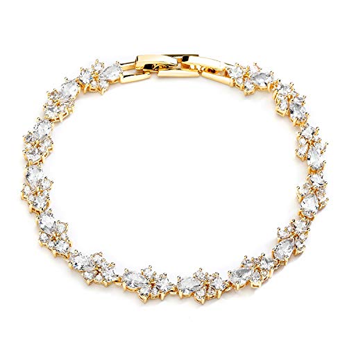 Mariell Gold Wedding and Bridal Cubic Zirconia Crystal Tennis Bracelet, Jewelry Gift for Women, Brides, Mother of the Bride, 7 1/4" Plus 1/2" Extender - Image 1