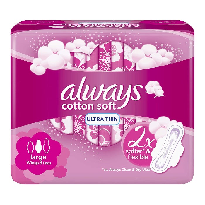 Always Cotton Soft Ultra Thin Large Sanitary Pads 8 Pcs