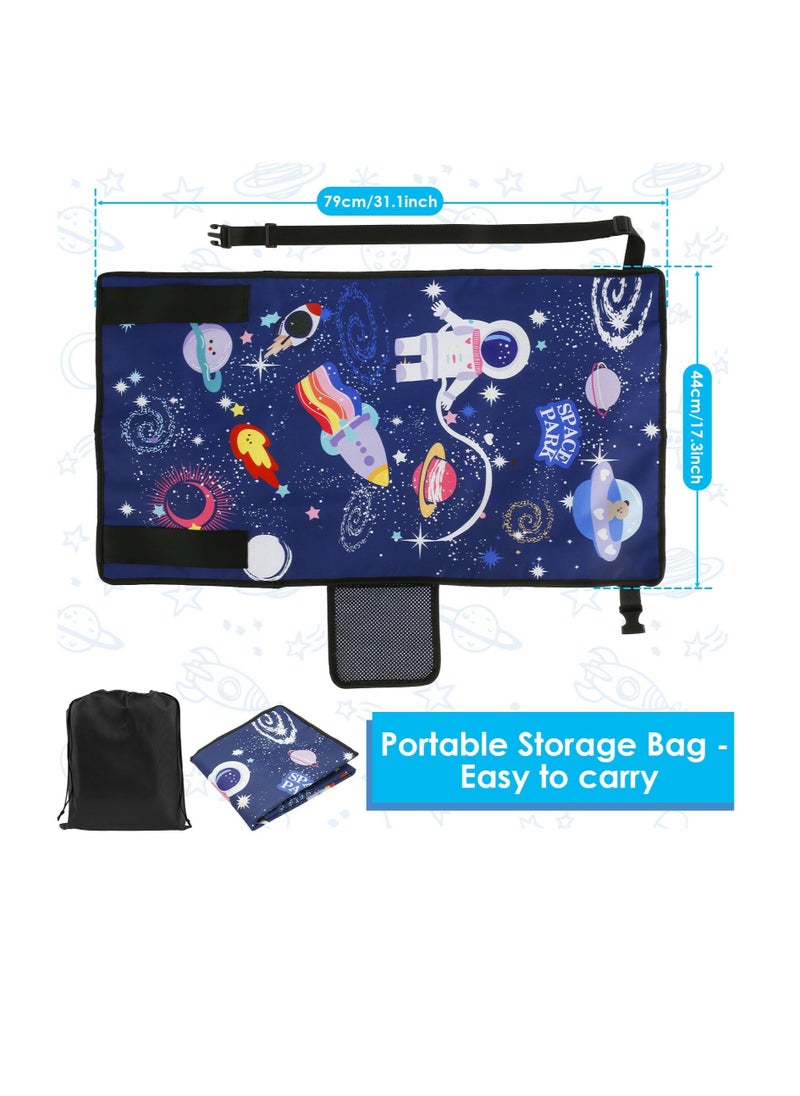 Excefore Toddler Travel Bed, Lightweight Toddler Airplane Seat Extender, Portable Toddler Travel Bed Kids, Kids Airplane Travel Essentials Airplane Travel Accessories, Storage Bag(Blue)  - Image 2