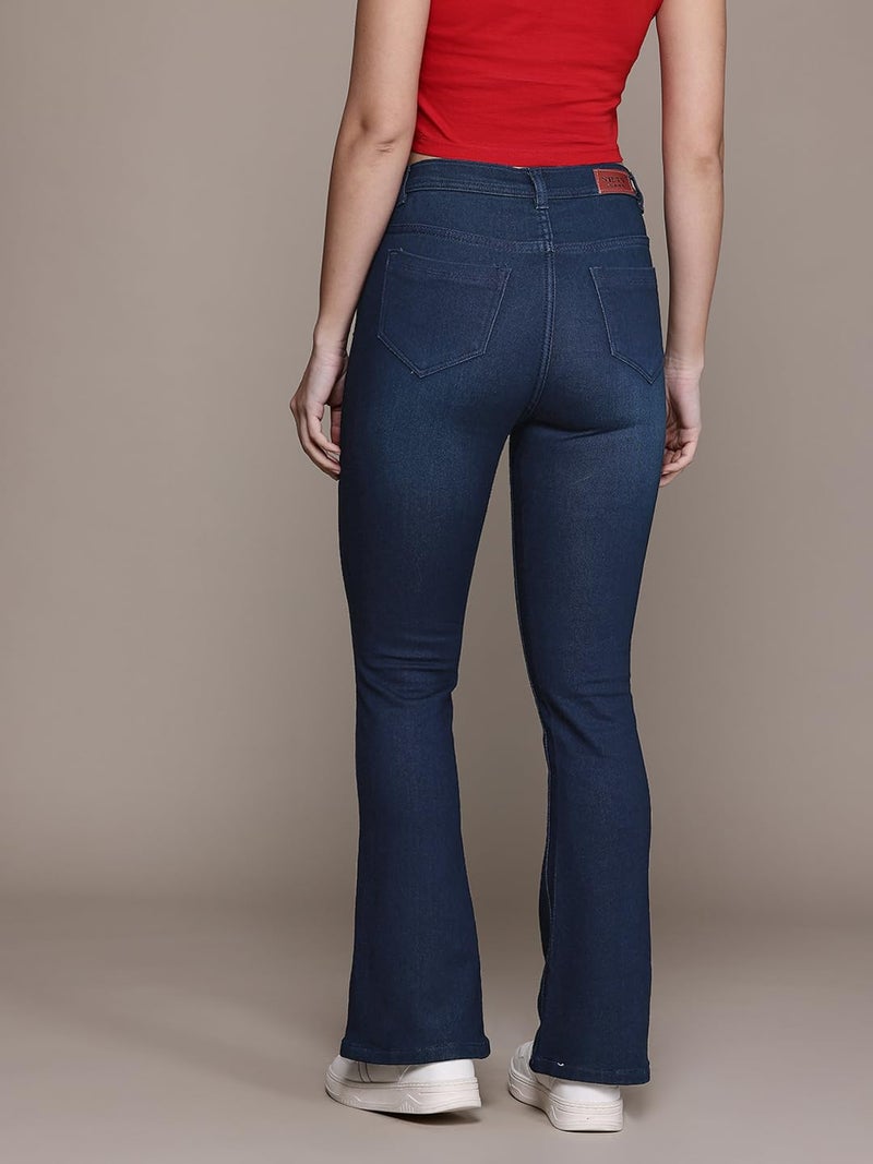 Nifty Women's Denim Stretchable High Waist Bootcut Jeans (1478_PBLU_28_Peacock_Blue_28) - Image 4