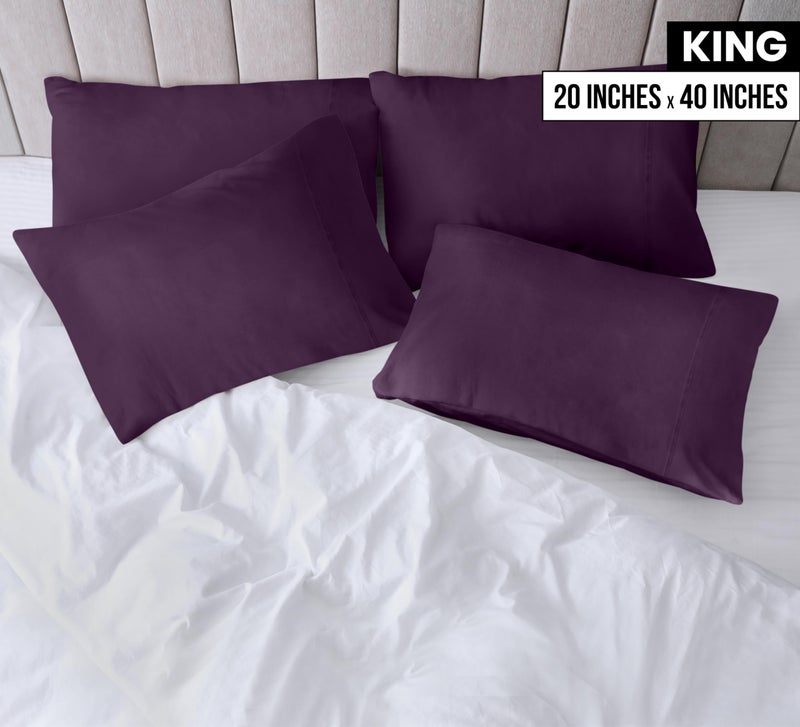 Utopia Bedding King Pillow Cases - 4 Pack - Envelope Closure - Soft Brushed Microfiber Fabric - Shrinkage and Fade Resistant Pillow Covers King Size 20 X 40 Inches (King, Dark Purple) - Image 2
