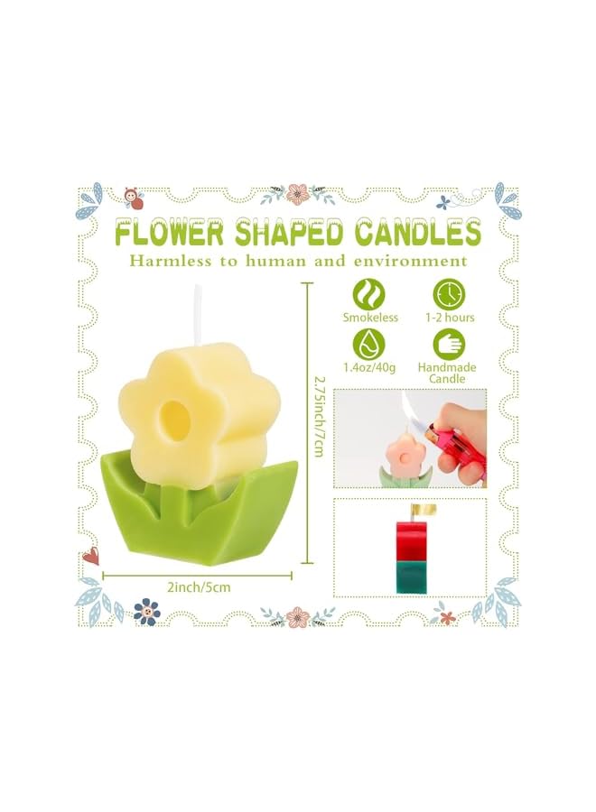 Green Tiger 4Pcs Floral Candles - Cute, Aesthetic, Smokeless Scented - Exquisite Home Decor - Gifts for Weddings, Birthday Parties, Spas - Image 2
