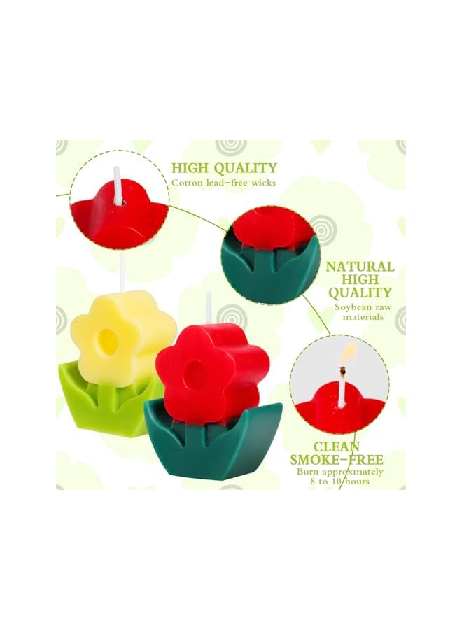 Green Tiger 4Pcs Floral Candles - Cute, Aesthetic, Smokeless Scented - Exquisite Home Decor - Gifts for Weddings, Birthday Parties, Spas - Image 3